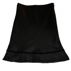 Vintage GAP Black Tweed Skirt‎ with Velvet Trim A-Line Knee Length Size 4